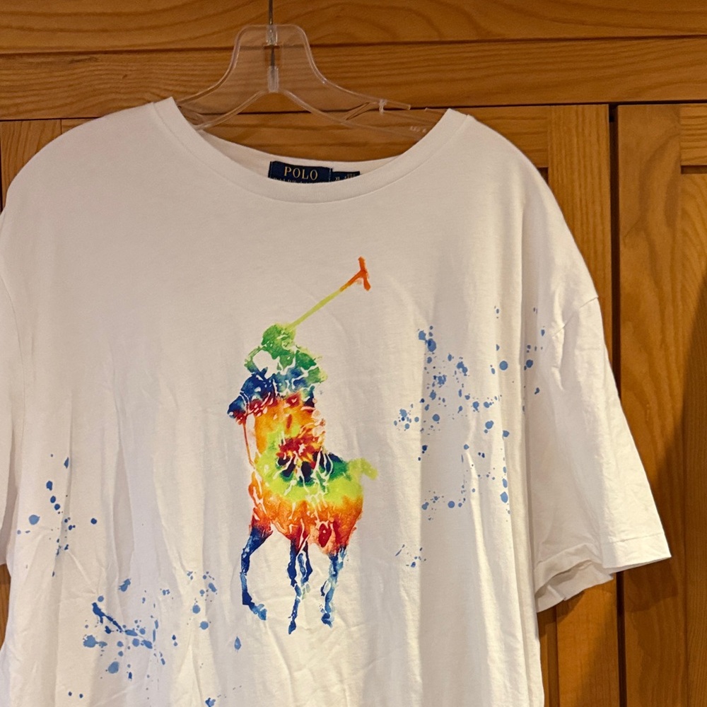Polo by Ralph Lauren White Tee with Multicolor Logo